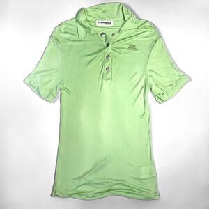 Courrèges Paris Light Green Logo Polo Top Size M Y2K Viscose Stretch